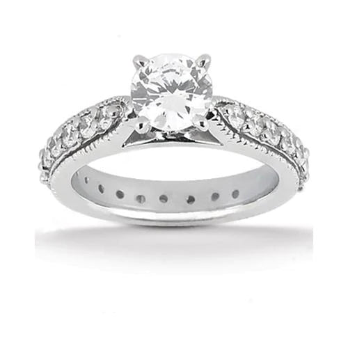 Real Diamond Engagement Ring Vintage Style Wrap Band Set 2.45 Carats WG