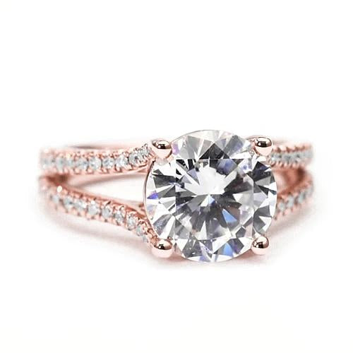 Real Diamond Engagement Rose Gold Ring