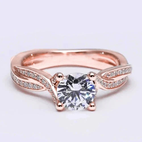 Real Diamond Engagement Solitaire Ring With Accents