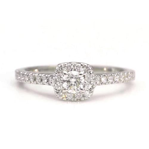 Real Diamond Halo Engagement Ring 1.25 Carats White Gold Women Jewelry