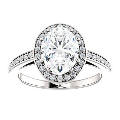 Real Diamond Halo Ring 3.70 Carats Oval Women Jewelry