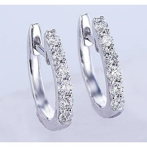 Real Diamond Hoop Earrings 2.40 Carats White Gold Women