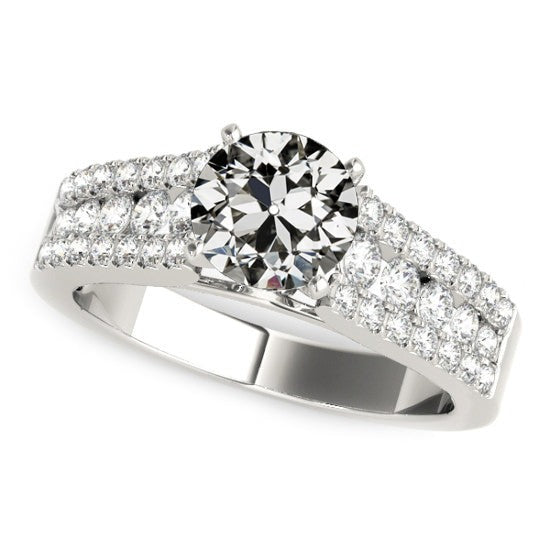 Real Diamond Old Cut Engagement Ring Women's Jewelry 5 Carats Pave Setting