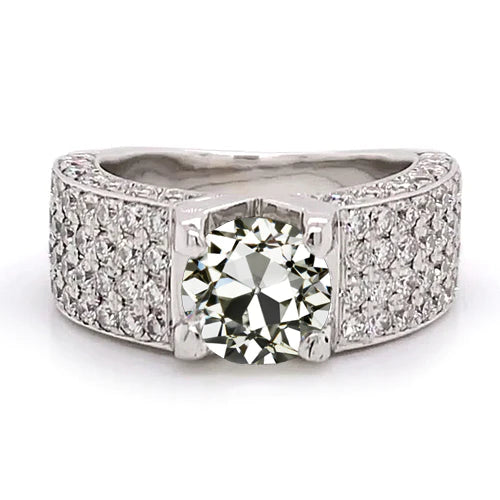 Real Diamond Old Miner Engagement Ring Multi Row Pave Set Accents 4 Carats