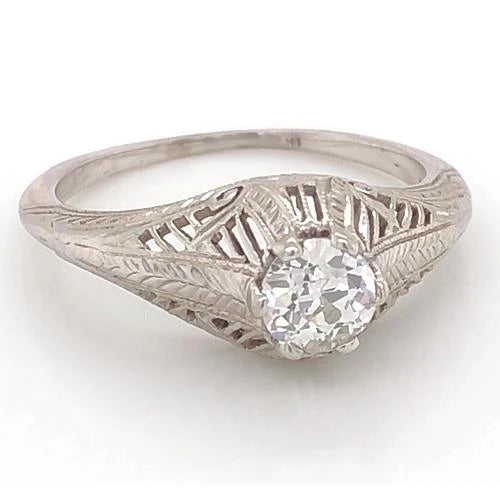 Real Diamond Ring 1 Carat Vintage Style  Filigree Milgrain Men New
