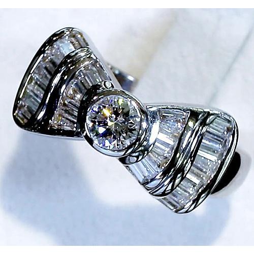 Real Diamond Ring 2.50 Carats Bow Tie F Vs1 Vvs1 White Gold