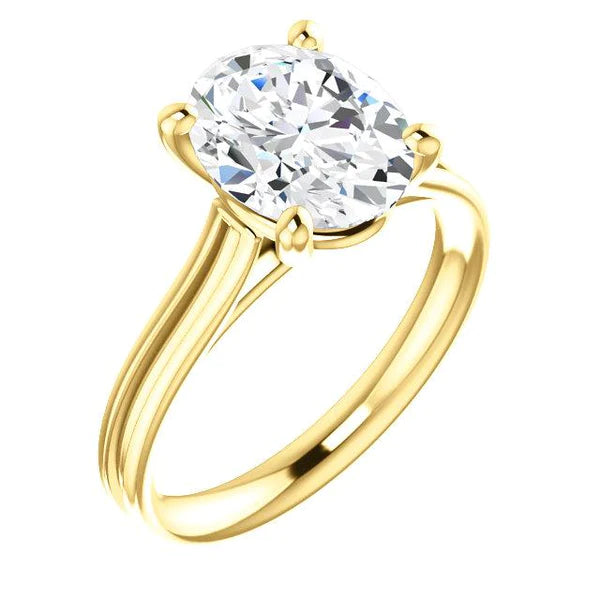 Real Diamond Solitaire Ring 5 Carats Women Yellow Gold Jewelry New