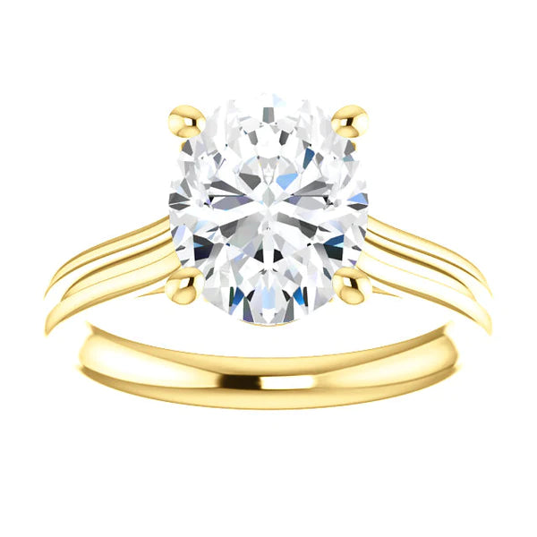 Real Diamond Solitaire Ring 5 Carats Women Yellow Gold Jewelry New