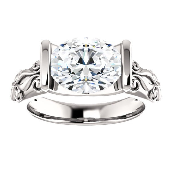 Real Diamond Solitaire Ring Antique Style 2.50 Carats Filigree White Gold