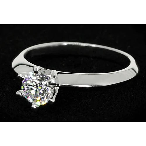 Real Diamond Solitaire Round Promise Ring 1 Carat White Gold 14K