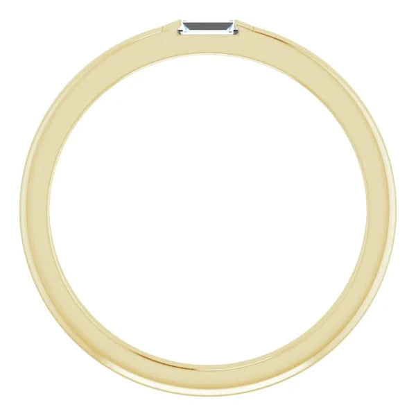 Real Diamond Solitaire Wedding Band 0.40 Carats Yellow Gold 14K Men's Ring