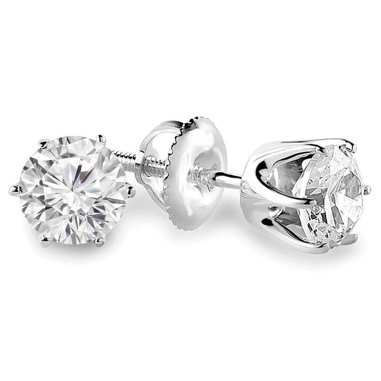 Real Diamond Studs Earring 1.55 Carats White Gold 14K