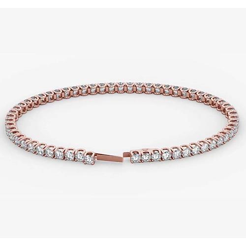 Real Diamond Tennis Bracelet 5.90 Carats Rose Gold Jewelry