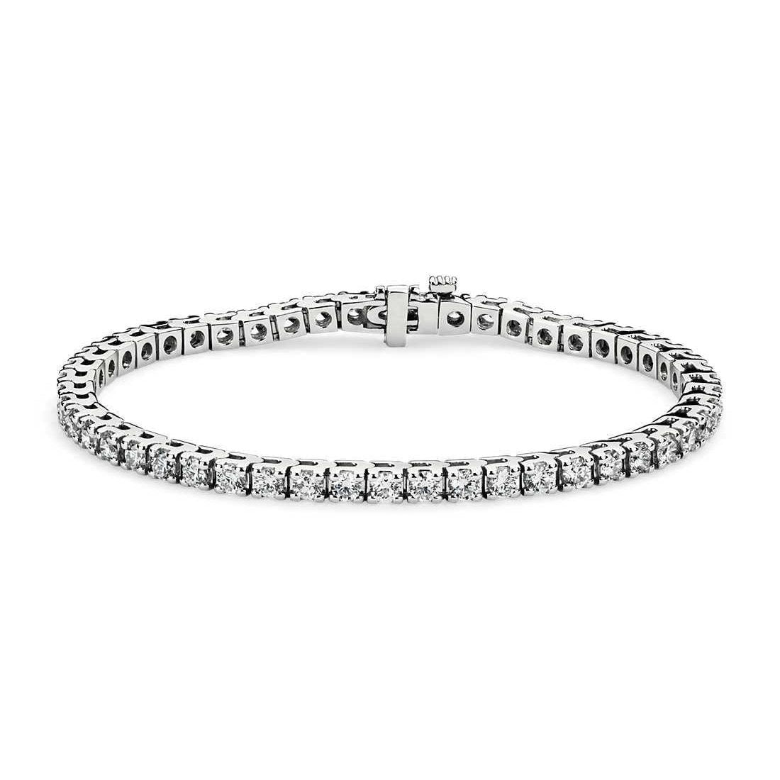 Real Diamond Tennis Bracelet Round White Gold 14K 7.20 Carats - Tennis Bracelet-harrychadent.ca