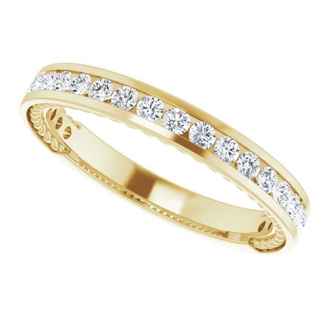 Real Diamond Wedding Band 0.60 Carats Bar Setting Yellow Gold Jewelry