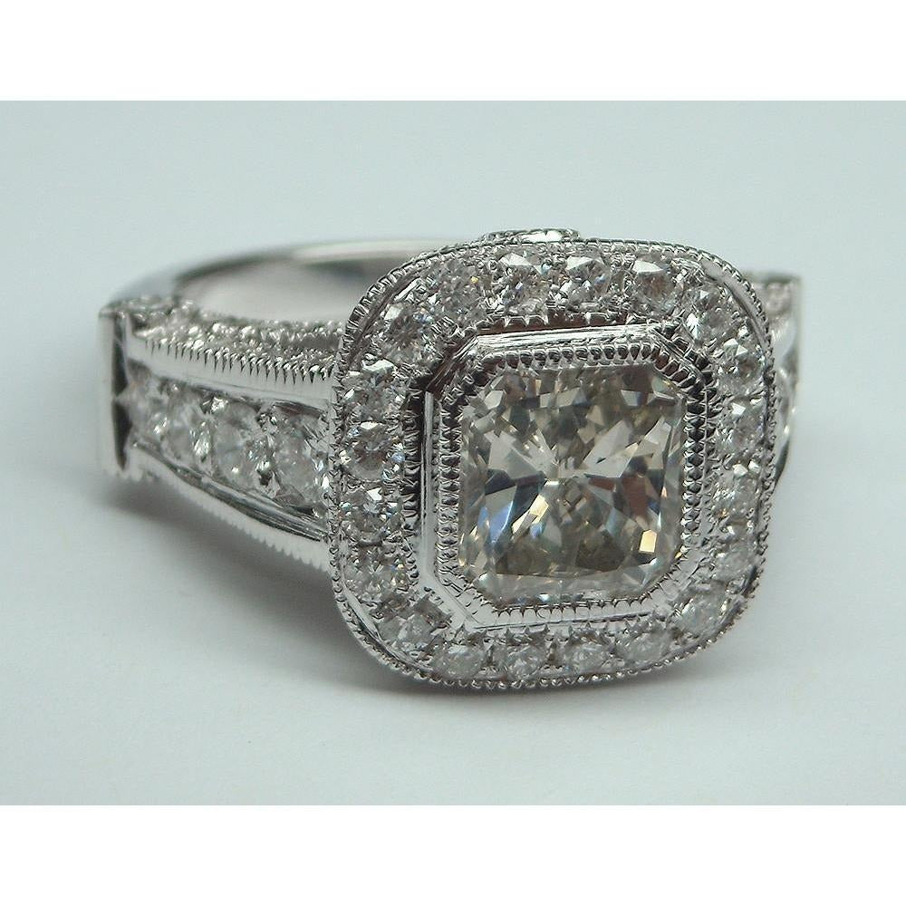 Real Diamond Women Engagement Halo Ring White Gold 14K Accents 5.50 Carats - Halo Ring-harrychadent.ca