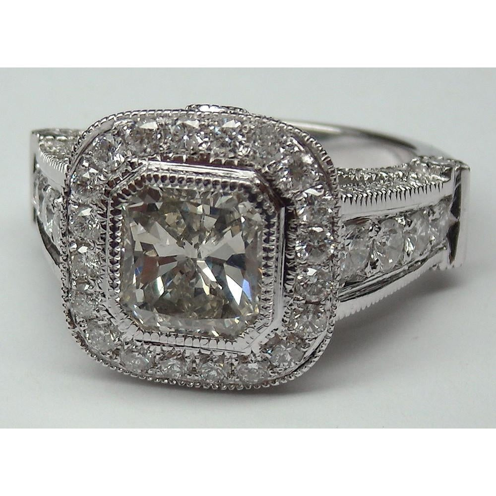 Real Diamond Women Engagement Halo Ring White Gold 14K Accents 5.50 Carats - Halo Ring-harrychadent.ca