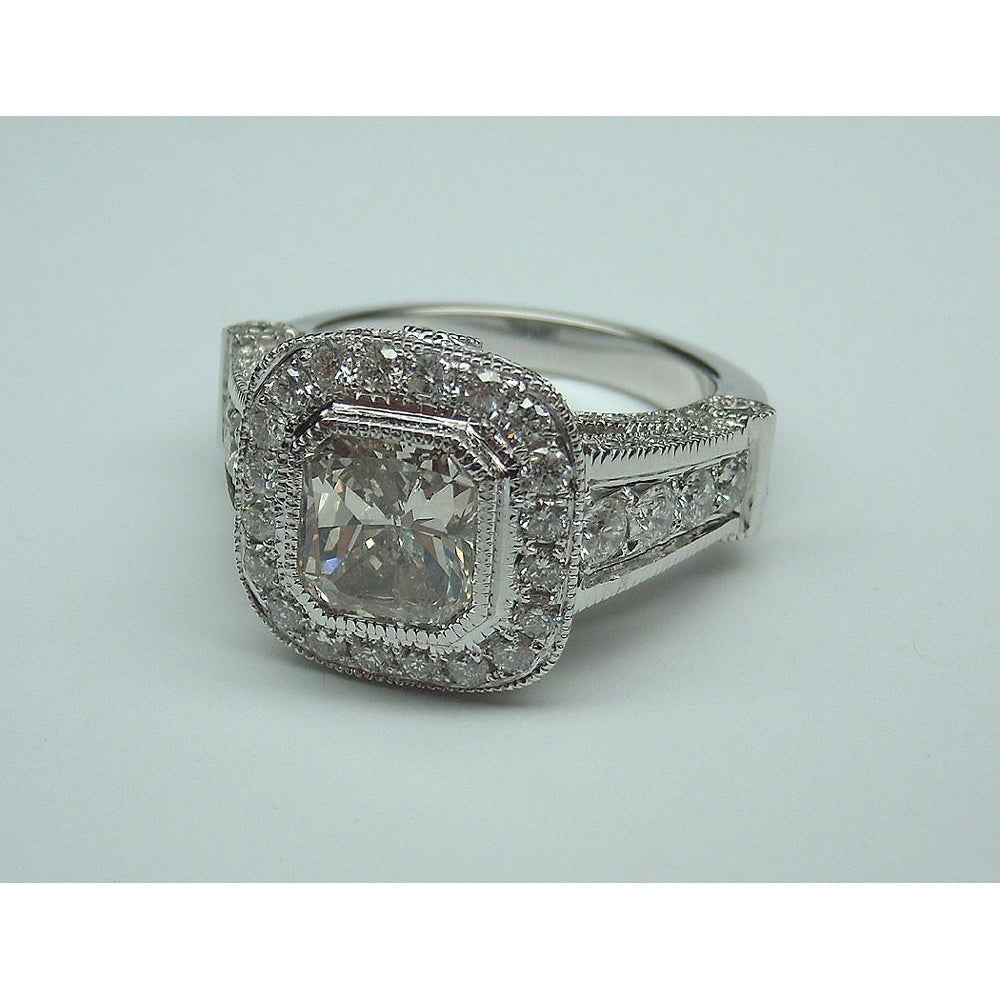 Real Diamond Women Engagement Halo Ring White Gold 14K Accents 5.50 Carats - Halo Ring-harrychadent.ca