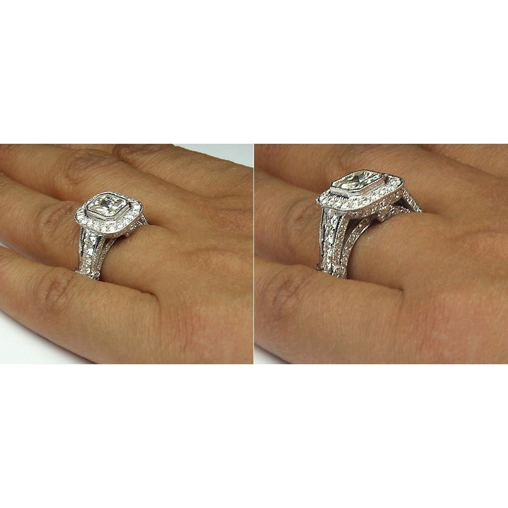 Real Diamond Women Engagement Halo Ring White Gold 14K Accents 5.50 Carats - Halo Ring-harrychadent.ca