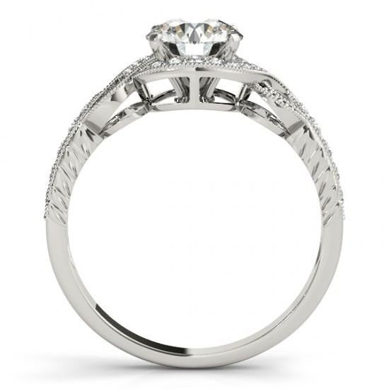 Real Halo Diamond Engagement Ring Twisted Shank 1.35 Carats White Gold 14K - Halo Ring-harrychadent.ca