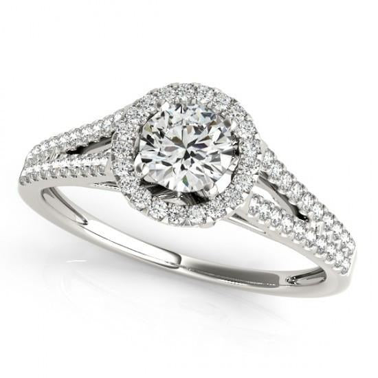 Real Halo Round Diamond Split Shank Engagement Ring 1.37 Carat WG 14K - Halo Ring-harrychadent.ca