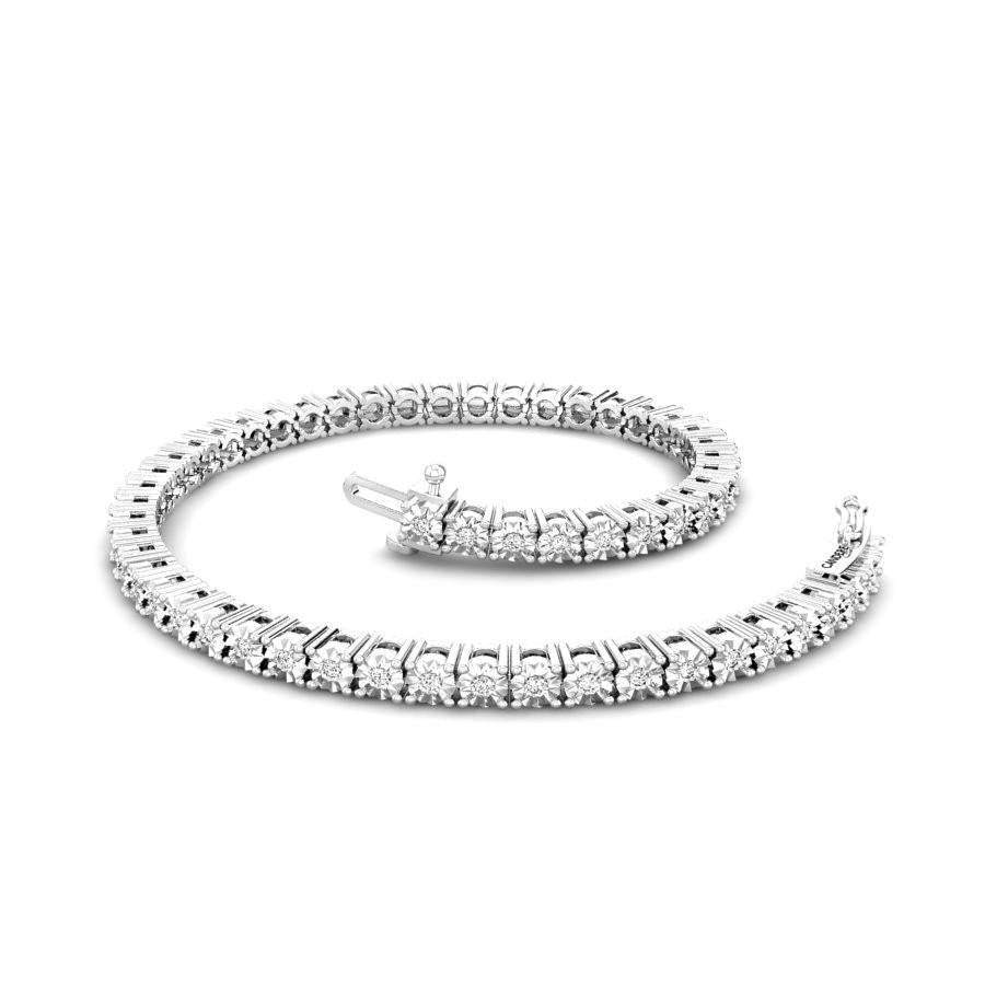 Real Round Brilliant Cut Diamond Tennis Bracelet Solid Gold White 3 Ct