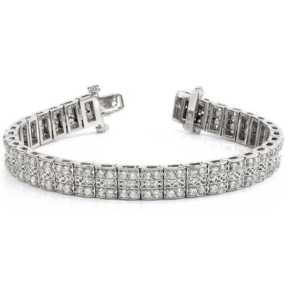 Real Round Brilliant Cut Diamond Tennis Bracelet White Gold 7.20 Carats