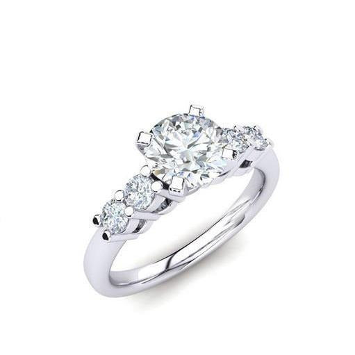 Real Round Cut Diamond Engagement Ring 2.85 Carats Prong Set White Gold 14K