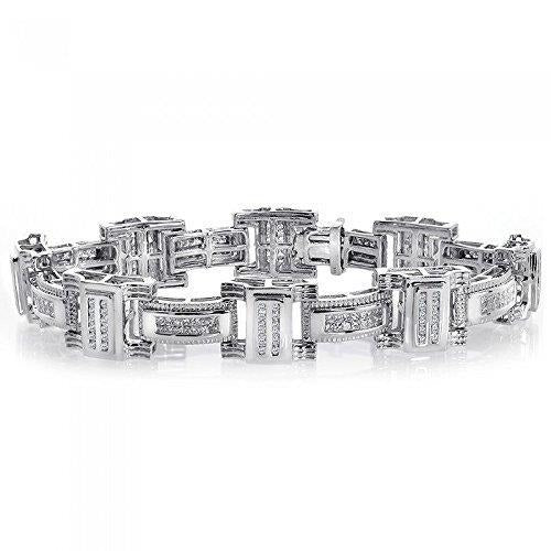 Real Round Cut Diamond Men's Bracelet Solid White Gold 7 Ct