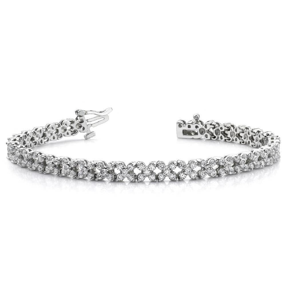 Real Round Cut Diamond Tennis Bracelet Solid White Gold Jewelry 5 Carats