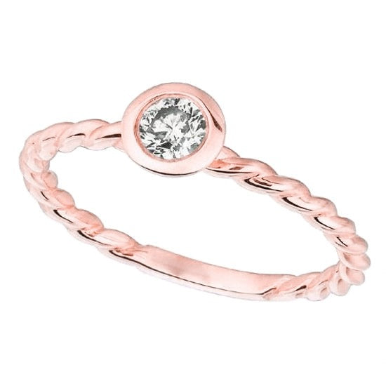 Real Round Diamond 0.30 Carats Solitaire Ring Rose Gold 14K Jewelry - Solitaire Ring-harrychadent.ca