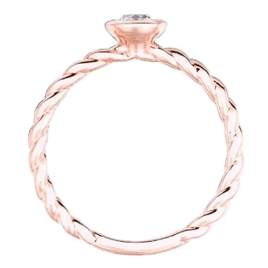 Real Round Diamond 0.30 Carats Solitaire Ring Rose Gold 14K Jewelry - Solitaire Ring-harrychadent.ca
