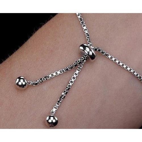 Real Round Diamond Bracelet 3 Carats Prong Set White Gold Jewelry 14K New - Chain Bracelet-harrychadent.ca