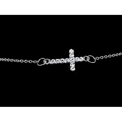 Real Round Diamond Cross Bracelet 3.30 Carats White Gold Jewelry New - Chain Bracelet-harrychadent.ca