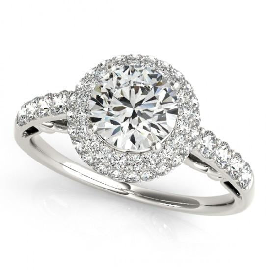 Real Round Diamond Engagement Fancy Halo Ring 2.50 Carats White Gold 14K - Halo Ring-harrychadent.ca