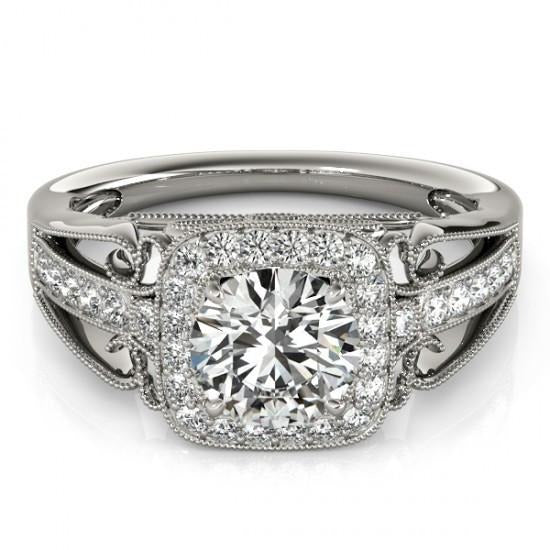 Real Round Diamond Halo Engagement Ring 2.25 Carats White Gold 14K - Halo Ring-harrychadent.ca