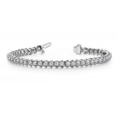 Real Round Diamond Tennis Bracelet Solid 4 Prong Set White Gold 8.80 Carats - Tennis Bracelet-harrychadent.ca