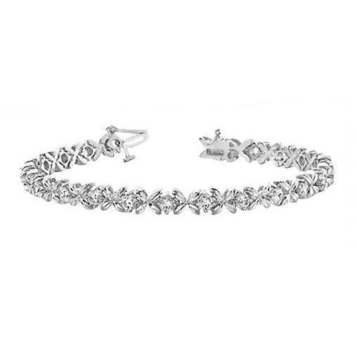 Real Round Diamond Tennis Bracelet Solid Gold 14K Prong Set 3.30 Carats - Tennis Bracelet-harrychadent.ca