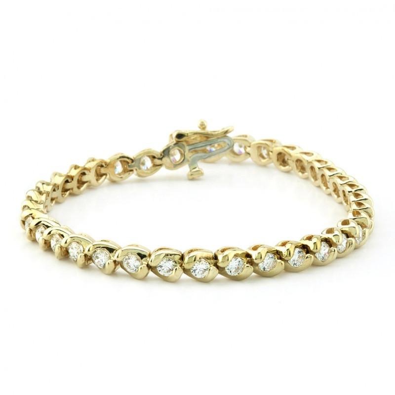 Real Round Diamonds Basic Tennis Bracelet 14K Yellow Gold 6 Carats - Tennis Bracelet-harrychadent.ca