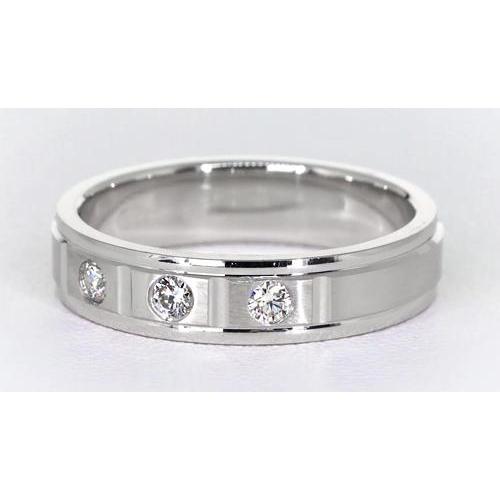 Real Anniversary Band White Gold 14K Round Diamond 0.45 Carat