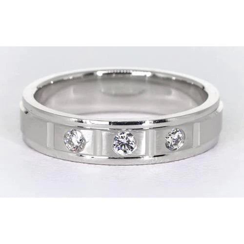 Real Satin Finish Anniversary Band White Gold 14K Round Diamond 0.45 Carat