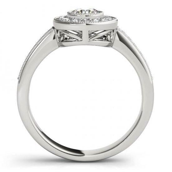 Real Sparkling Diamonds Halo Engagement 1.35 Carats Ring Gold White 14K - Halo Ring-harrychadent.ca