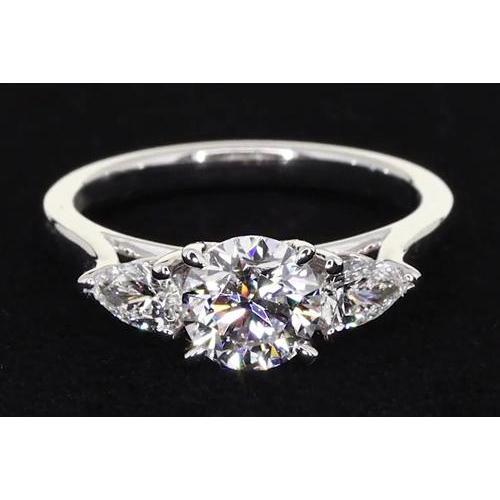Real Three Stone Engagement Ring 4 Prong Set Jewelry 2 Carats