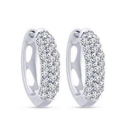 Real White Gold 14K Women Hoop Earrings 2.90 Carats Round Cutb