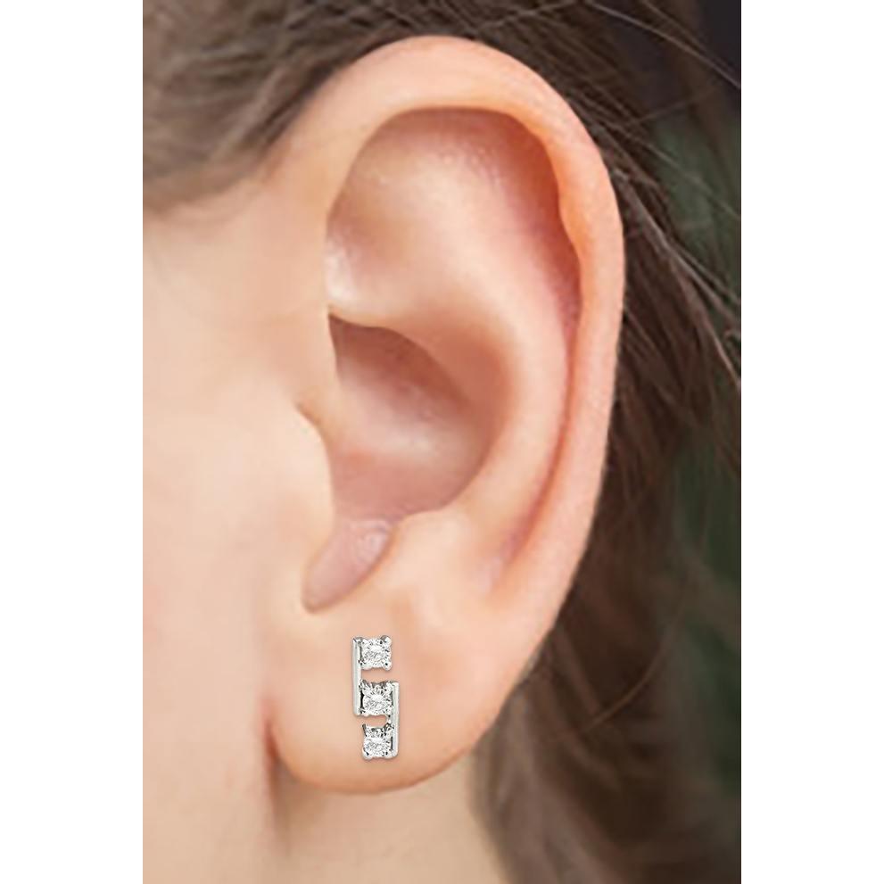 Real 1.80 Carat Round Cut Drop Earring 14K White Gold Unique Style