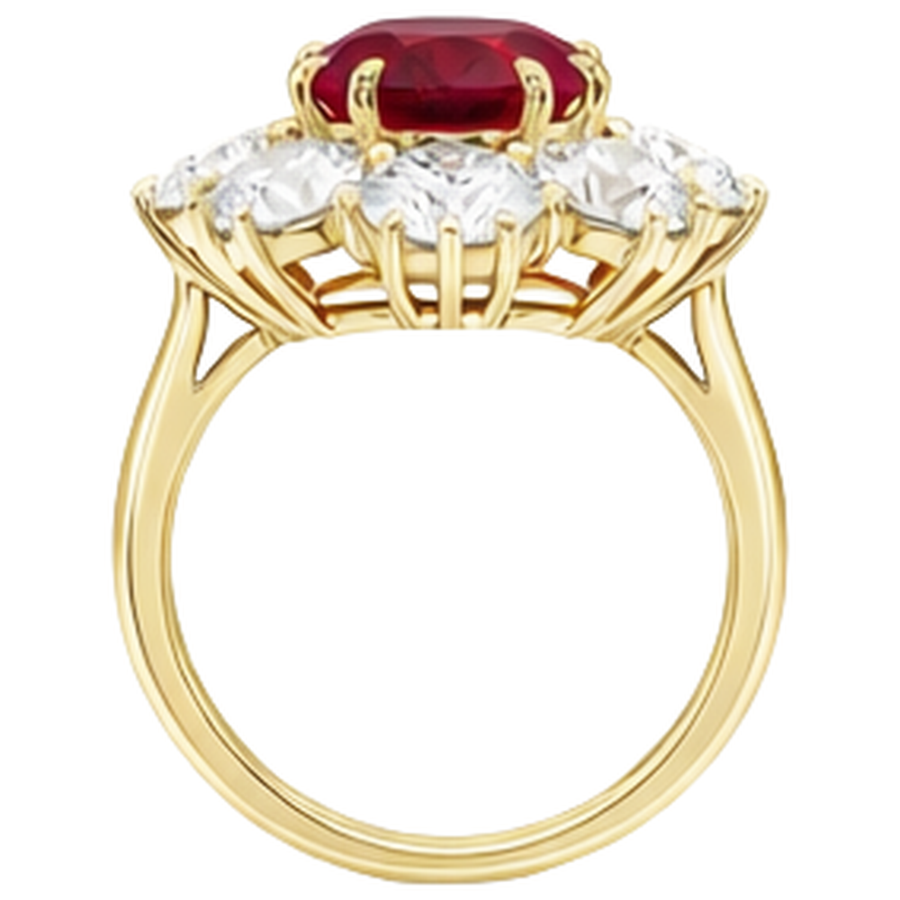 Red Ruby With Natural Earth Mined Diamond ( Not Lab Grown )s 3 Carats Engagement Ring 14K Yellow Gold