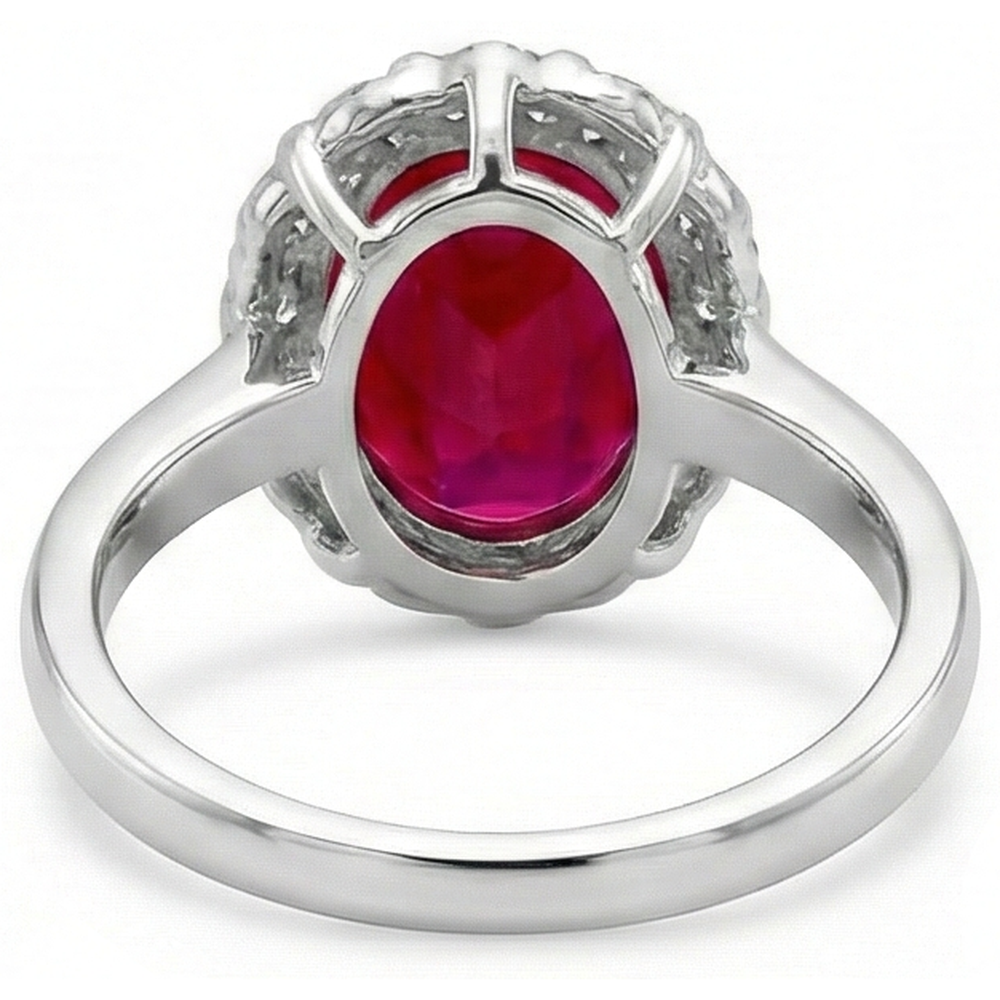 Red Ruby With Natural Earth Mined Diamond ( Not Lab Grown )s 4.25 Ct Wedding Ring White Gold 14K