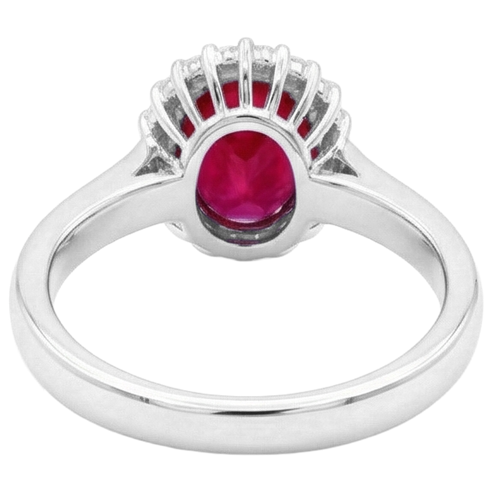 Red Ruby With Natural Earth Mined Diamond ( Not Lab Grown )s 5.75 Carats Ring White Gold 14K