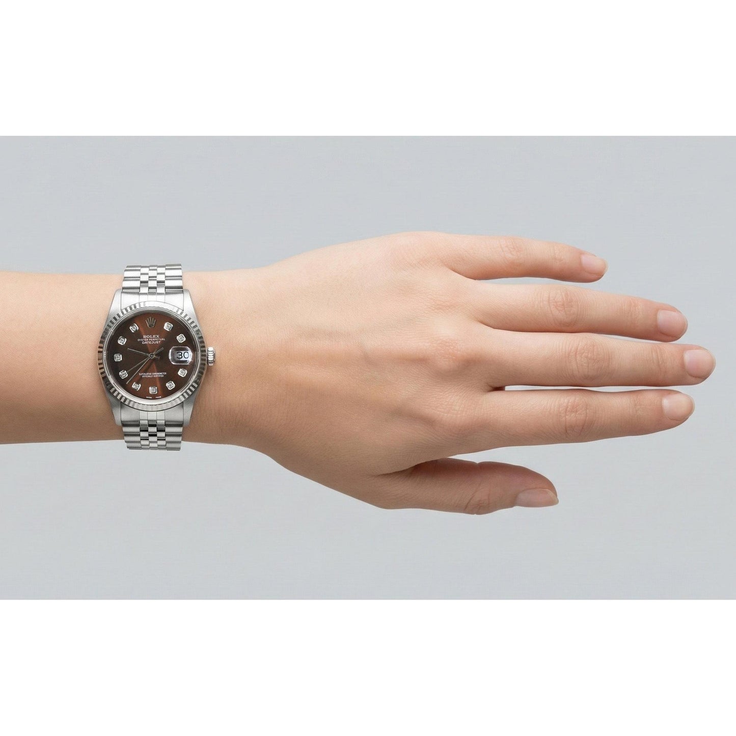 Rolex Datejust Chocolate Diamond Dial Stainless Steel Watch