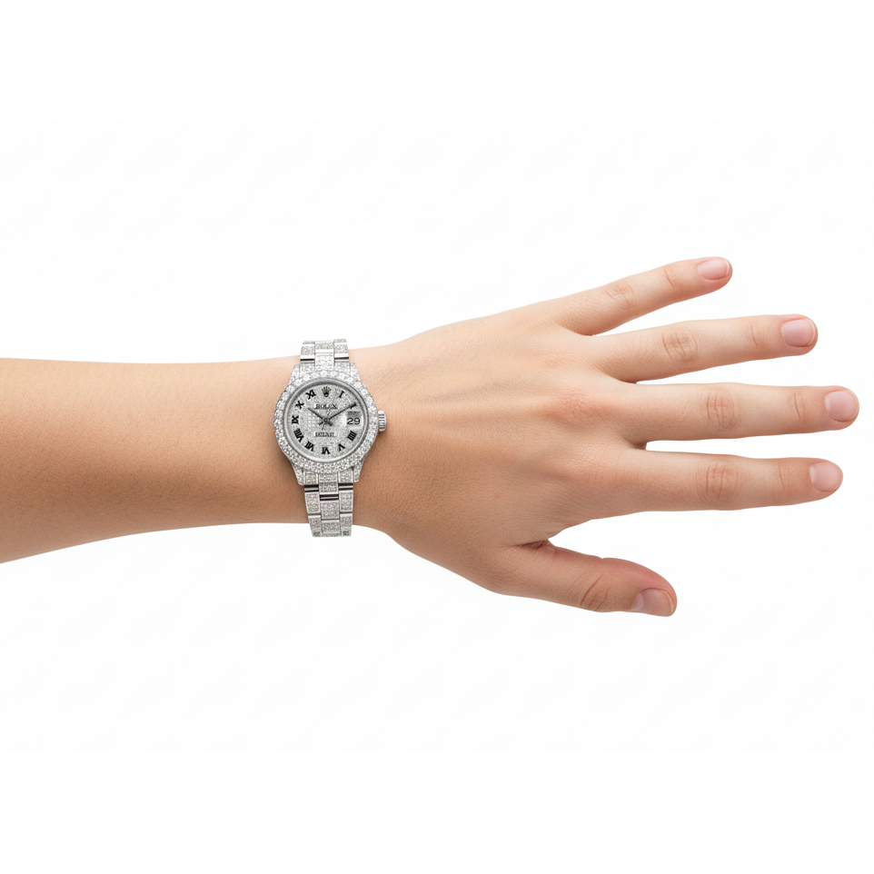Rolex Datejust Ladies Watch Fully Diamond Bracelet 12 Carats